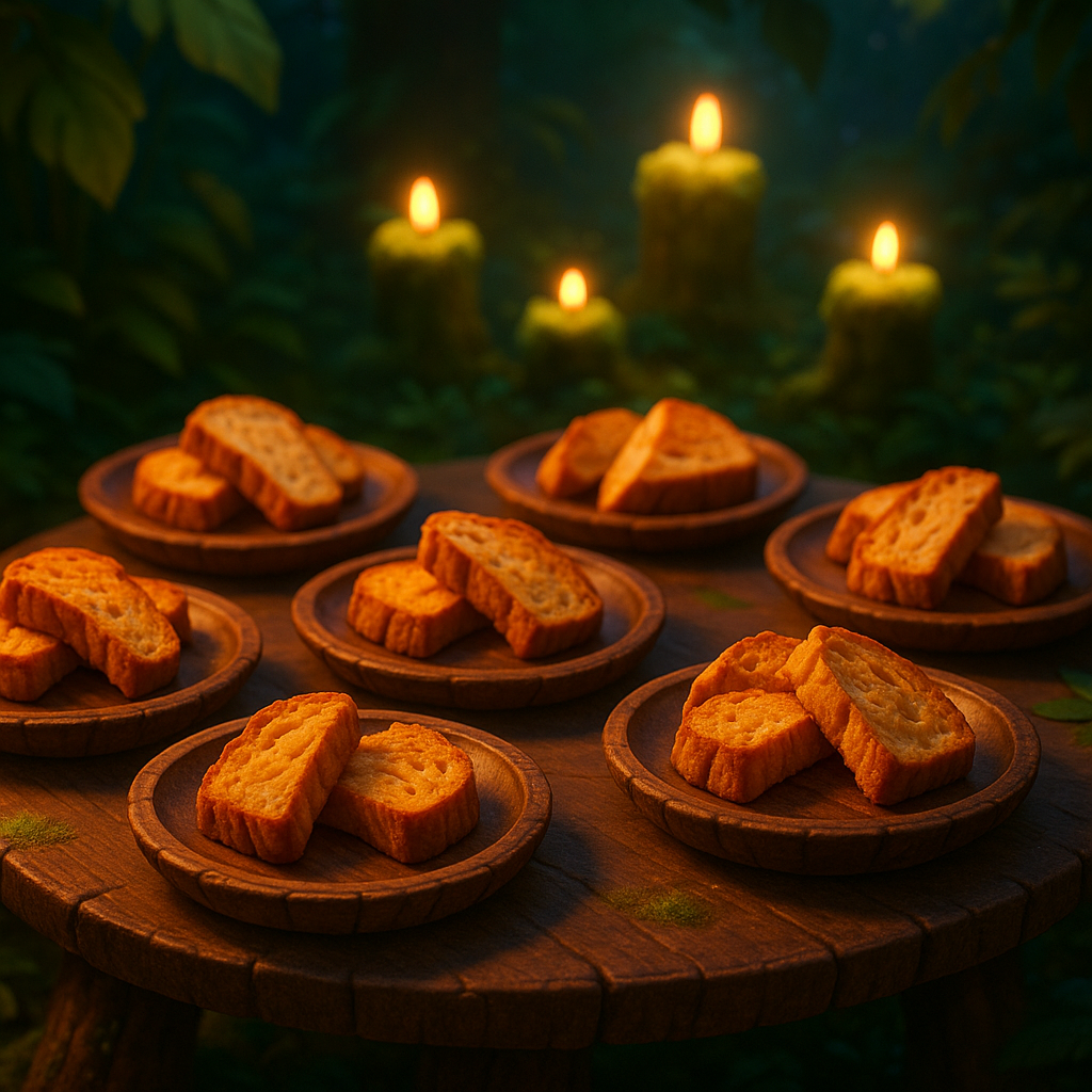 Eight plates with bark-bread portions