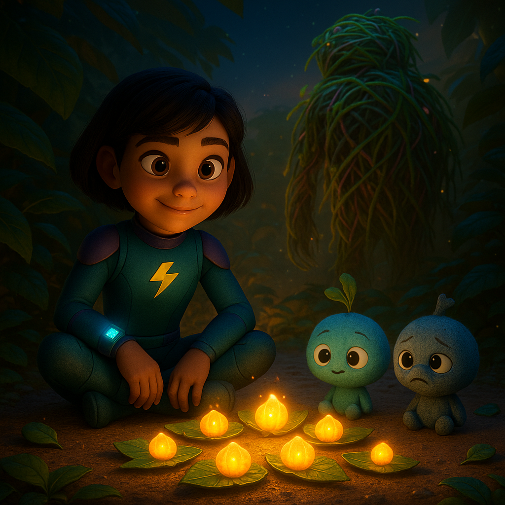 Six portions of glowing fire nuts with one remaining
